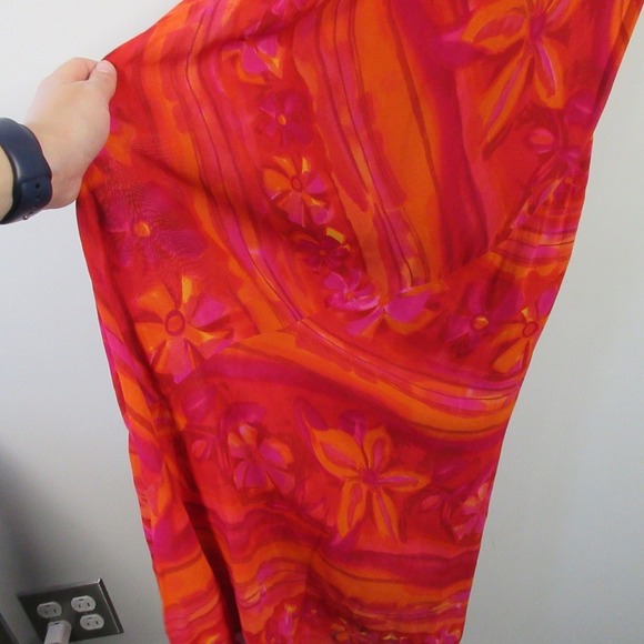 Tristan & Iseut Maxi Dress 6 Red Floral Rayon Slip Beach Hawaiian Hippie y2k 272 - Picture 7 of 10
